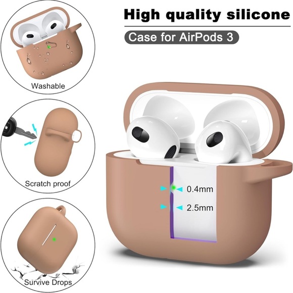 AirPods 3 GEN Case Cover, Silicone Protective Accessories Skin w/Keychain
0120 - Picture 6 of 7